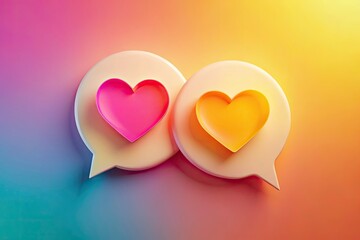 Overlapping Speech Bubbles with Heart Symbolizing Love Message for Romantic Communication