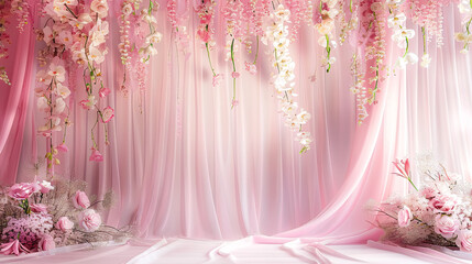 Pink background used for wedding decorations.
