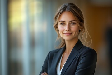 Confident Businesswoman Portrait  Smiling & Driven in Professional Attire.