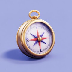 Golden Compass on a Vibrant Blue Background