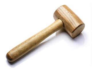 Rustic Wooden Hammer Isolated on White Background for Minimalist Photography, Perfect for Crafts and DIY Projects, Natural Aesthetics, and Home Decor Inspiration