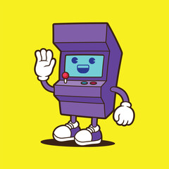 Arcade game character say hello vector illustration Games design concept