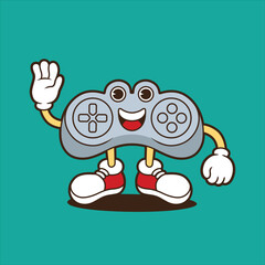 game pad stick say hello vector mascot illustration games design concept