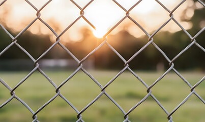 Fototapeta premium Close-up shot of a chain link fence, Generative AI