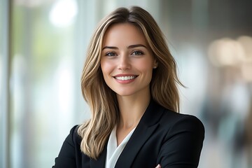 Naklejka premium Confident Businesswoman Portrait Professional Headshot with Bright Smile