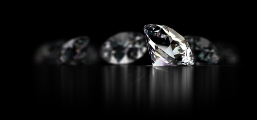 diamonds on a black reflective background