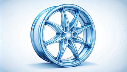 Obraz premium Stylized Silhouette Sketch of a Blue Car Wheel on White Background - Modern Vehicle Design, Artistic Automotive Illustration, Creative Wheel Concept