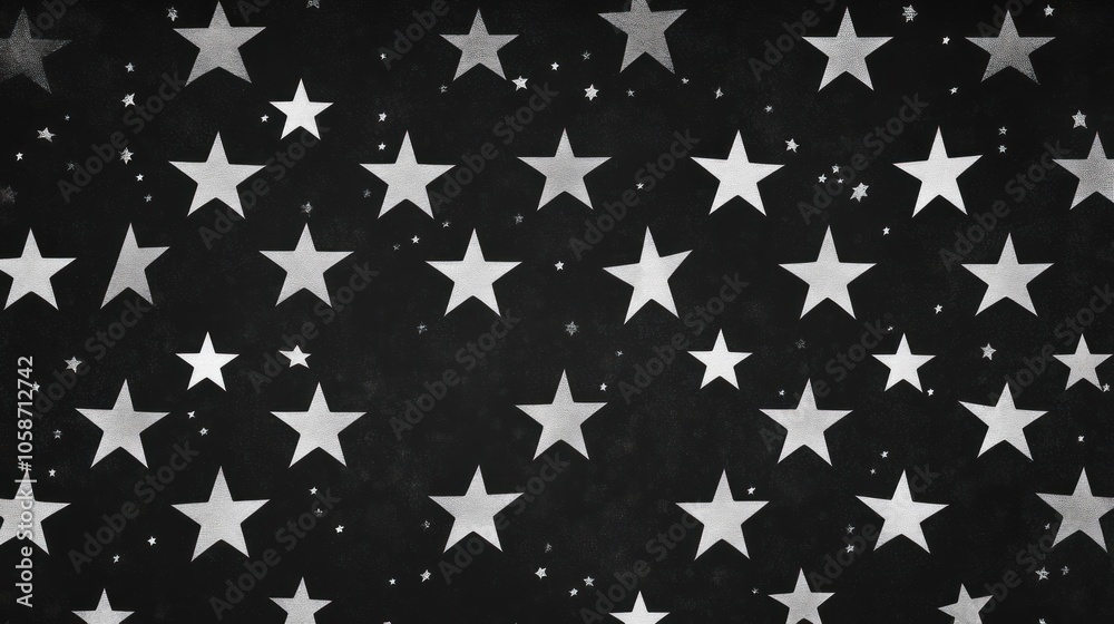 Canvas Prints a seamless pattern of white stars on a black background with a textured surface.