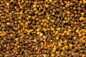 roasted chickpeas black and yellow dried, Roasted chickpeas texture background, fresh salted roasted chickpeas, 
