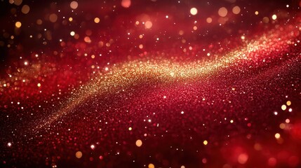 elegant red background adorned with sparkling golden glitter, creating a festive and luxurious ambiance suitable for celebrations, inviting feelings of joy and excitement