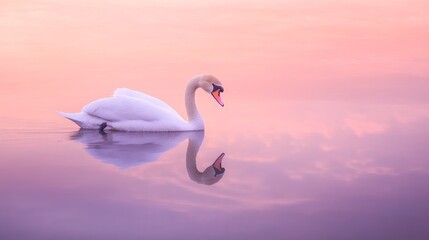Obraz premium A swan is swimming in a pond