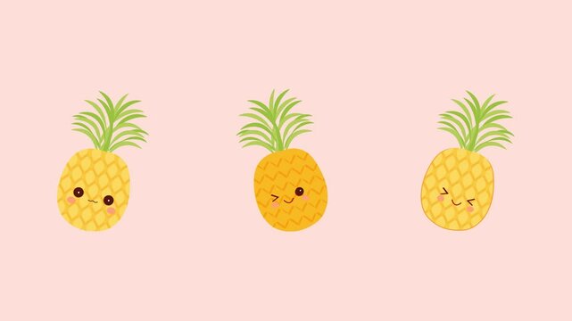 cute pineapple character animation