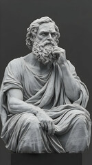 3D Render of Philosopher Statue, Contemplative Pose