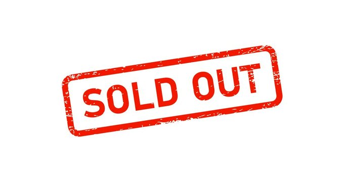 Sold out postal stamp, threadbare seal, sold or out of stock, transparent background footage
