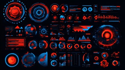 Obraz premium Futuristic Economic Sector Infographic with Interconnected Gears and Clean Icons