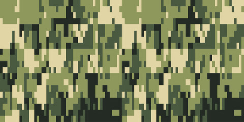 Camouflage Pattern Background Seamless Vector Illustration. Classic Clothing Style Masking Camo Repeat Print. Military Camouflage Clothing