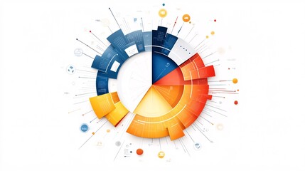 Minimalist Vector Pie Chart Illustration of Economic Sectors with Clean Design and Contrasting Colors for Clarity