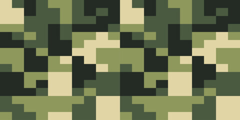 Camouflage Pattern Background Seamless Vector Illustration. Classic Clothing Style Masking Camo Repeat Print. Military Camouflage Jacket