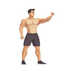 Fototapeta premium Powerful Physique: A Muscular Man's Determined Pose isolated on transparent background, cut out, png