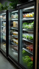 Photo - Fresh Food Display in a Modern Supermarket Refrigerator