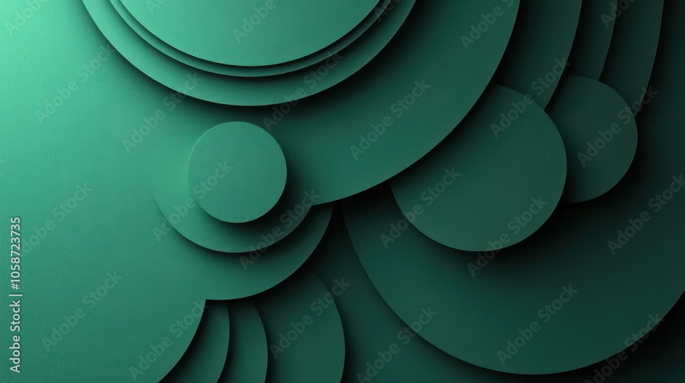 Poster elegant green background featuring concentric circle patterns and subtle shadows, ideal for creating