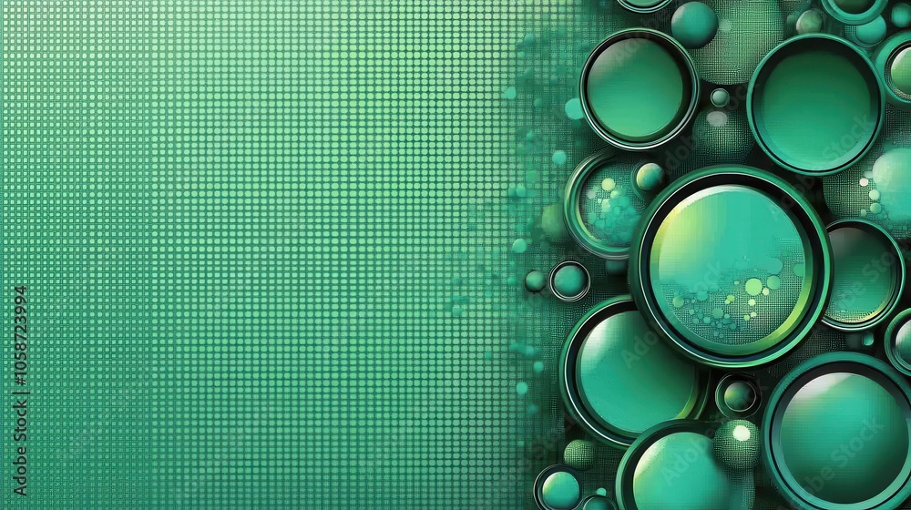 Poster elegant green background featuring concentric circle patterns and subtle shadows, ideal for creating
