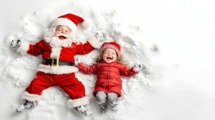 Joyful Girl and Santa Sharing a Laugh in the Snow
