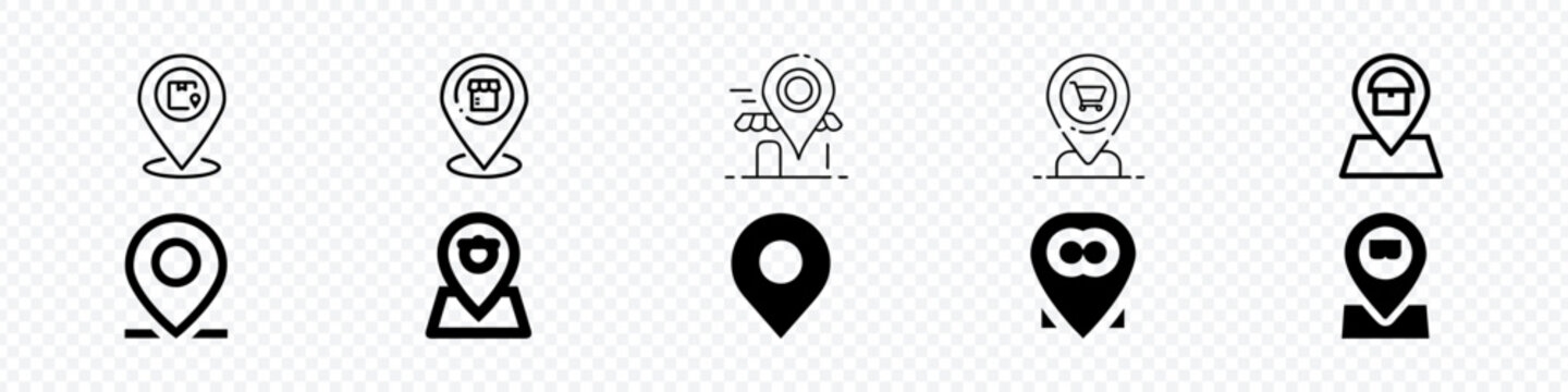 Location icon set. Flat icon set of location and map pins. Pin icon set. Location icon vector. destination icon. map pin, Pin icon set. 