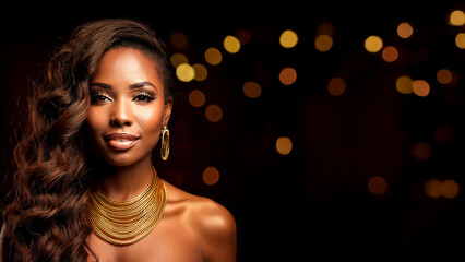 Magnifique Femme Noire Mannequin Collier Or