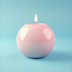 Minimal and Serene Pastel Pink Candle on a Turquoise Background