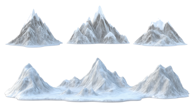 Snow-covered Mountain Peaks With Icy Glaciers in a Winter Landscape Generative AI