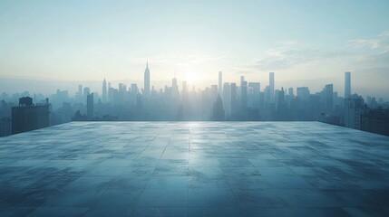 Manhattan, Dubai, Shanghai, and Hong Kong City Centers with Platforms, Roads, Parking Lots, and Brick Pavements for Car Advertisement Background