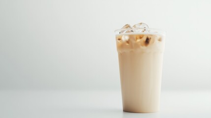 A cup of coffee with ice cubes in it