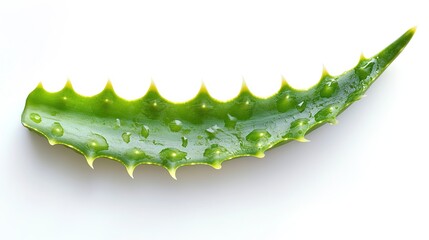 Naklejka premium Aloe Vera Leaf with Water Droplets