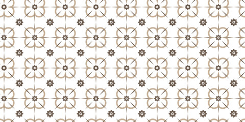 Brown and white luxury vector seamless pattern. Ornament, Traditional, Ethnic, Arabic, Turkish.