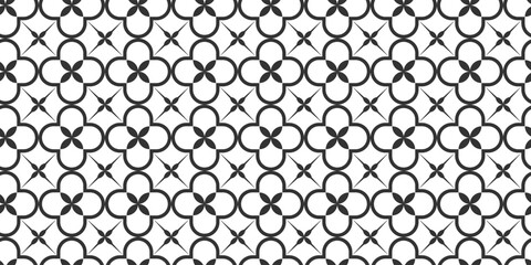 Fototapeta premium Black and white luxury vector seamless pattern. Ornament, Traditional, Ethnic, Arabic, Turkish.