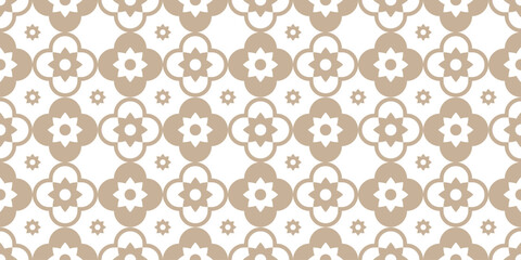 Beige and white luxury vector seamless pattern. Ornament, Traditional, Ethnic, Arabic, Turkish.