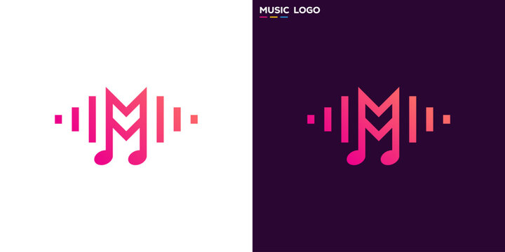 Simple music logo. Wave, tone, instrument. Icon symbol template design EPS 10.
