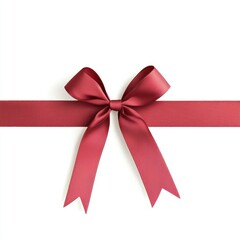 Elegant red ribbon with a bow on a white background, perfect for gift packaging and festive decoration.
