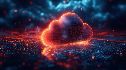 Obraz premium An abstract digital background with cloud technology and binary code represents the power and potential of cloud computing