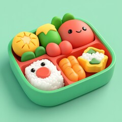 Colorful and Whimsical Bento Box Filled with Cute Food Creations