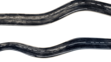 Curved Asphalt Roads on a Transparent Background for Design Generative AI