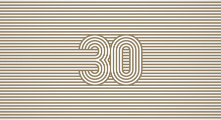 Number 30 logo design Inspiration. Number 30 logo multi line style that blends into the line background. flat design logo template. vector illustration