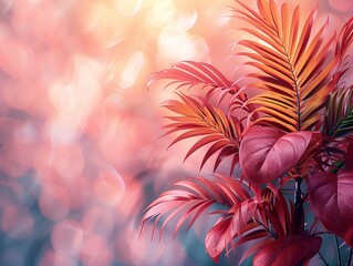 A vibrant close-up of colorful foliage against a soft, blurred background.