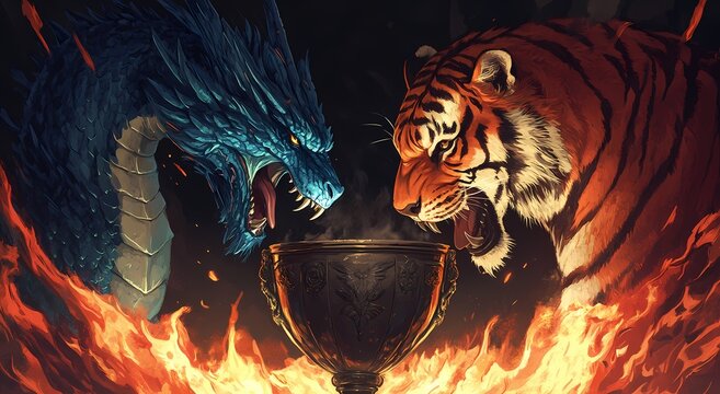 a dragon and a tiger in combat