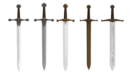 Collection of Detailed Swords Arranged on a Transparent Background Generative AI