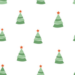 Seamless pattern with Christmas tree on white background vector.