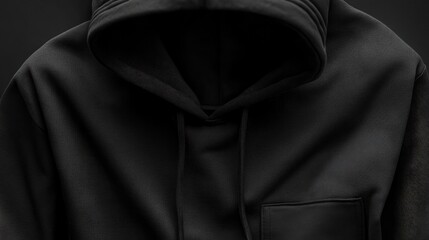 Black hoodie mockup featuring a hood and pocket design template