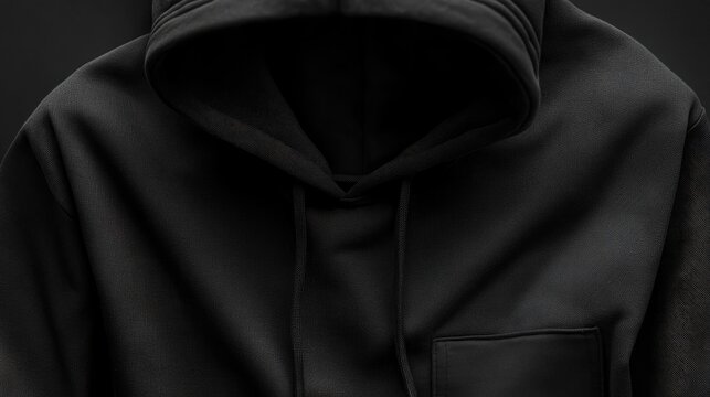 Black hoodie mockup featuring a hood and pocket design template