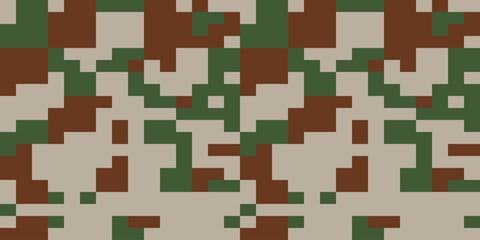 Camouflage Pattern Background Seamless Vector Illustration. Classic Clothing Style Masking Camo Repeat Print. Military Camouflage Pants
